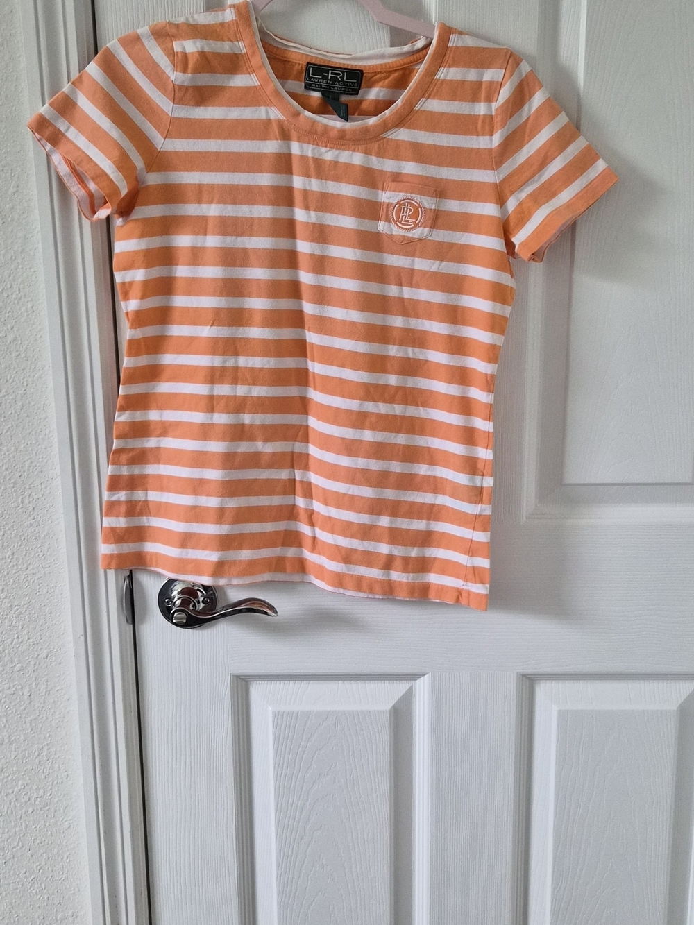 Womens ralph lauren Orange & White Striped Short Sleeve Tee